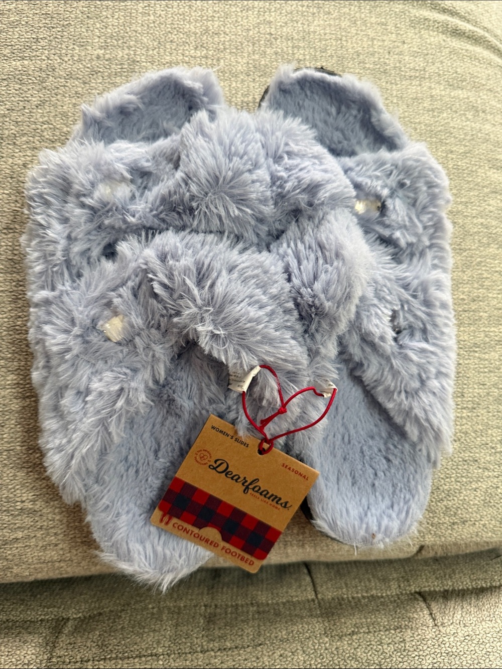 dearfoams Light Blue Plush Slippers